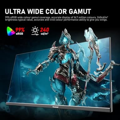 Gawfolk 24.5 Inch PC 200Hz Gaming Monitor, FHD 1080p screen, Built-in speakers,1ms without Bezel, freesync, 99% sRGB, 178 ° Angle View, HDMI、DisplayPort, Compatible with wall mounting 75*75MM - Black - Image 5