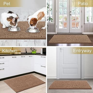 IM HOME Chenille Absorbent Outdoor Doormat 36" x 24", Washable Muddy Door Mats for Dog Non Slip Indoor Doormat Dog Mat for Muddy Paw Front Inside Doormats for Entryway Camel - Image 9