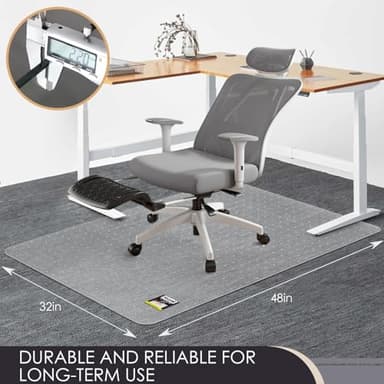 Kuyal Office Chair Mat for Carpet, 32x48 Clear Heavy Duty Computer Chair Mat, Under Desk Protector Carpeted Floors Mat, Easy Chair Movement,Ship Flat - Image 2