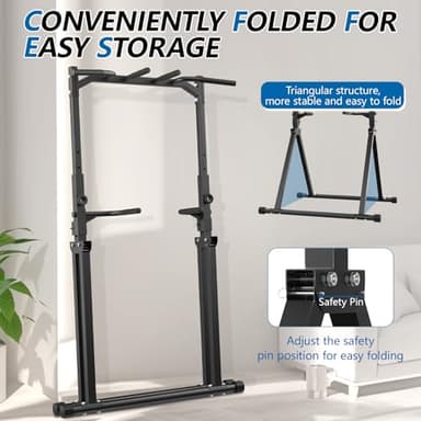 STACOO Foldable Pull Up Bar Pull Up Station,Power Tower with Triangular Structure, Multi-Functional Dip Station for Home Gym 300LB - Image 3