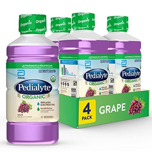 Pedialyte Organic Electrolyte Drink, Advanced Hydration for Kids & Adults, With Zinc for Immune Support, Grape, 1 Liter 33.8 Fl Oz (Pack of 4) - Image 1