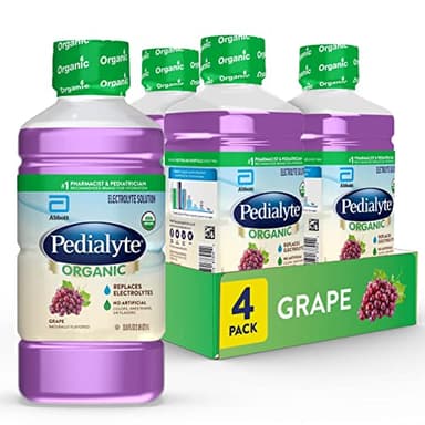 Pedialyte Organic Electrolyte Drink, Advanced Hydration for Kids & Adults, With Zinc for Immune Support, Grape, 1 Liter 33.8 Fl Oz (Pack of 4) - Image 1