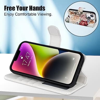DorisMax for iPhone 14 Plus Wallet Case,Detachable Flip Folio Cover RFID Blocking 4 Card Slots Holder Premium PU Leather Magnetic Kickstand Protective Phone Case 6.7" Colorful Flowers - Image 4