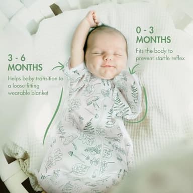 ANYEDDE 2-Pack Baby Transitional Swaddle Sleep Sack - Arms Up Swaddle 3-6 Months for Infants with Cuff Removable Design & 2-Way Zipper, Green Leaves Newborn Sack - Image 3