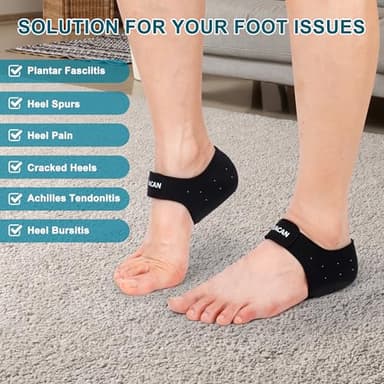 2 Pairs Plantar Fasciitis Heel Protectors, Heel Cups for Pain Relief & Achilles Tendonitis Support, Breathable Adjustable Heel Cushion Inserts for Walking, Sports, Yoga, Home Use(Small) - Image 2