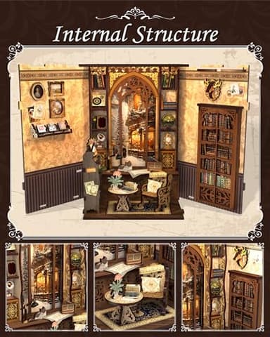 CUTEBEE Book Nook Kit - DIY Miniature House Dollhouse Kit for Adult and Teens, Booknook Bookshelf Decor Alley Model Build with LED Light, Gifts for Family and Friends (Bookshop Memories) - Image 6