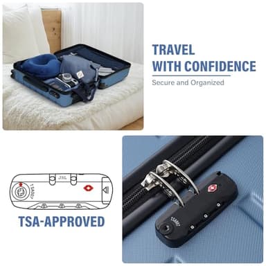 Coolife Luggage Set Suitcase 3 Piece Carry On Travel Luggage TSA Lock Spinner Wheels Aluminum Corner Protectors Hard Shell Lightweight Suitcase Set - Image 3