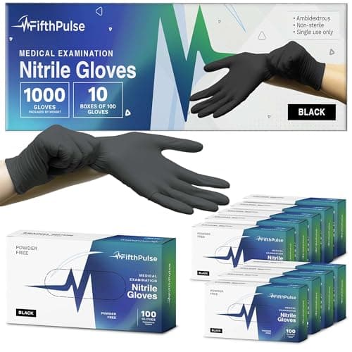 Black Large Nitrile Gloves Case of 1000 - Medical Grade - Latex-Free, Powder-Free - Disposable Nitrile Gloves - Medical Exam, Lab, and Industrial Use - Image 1