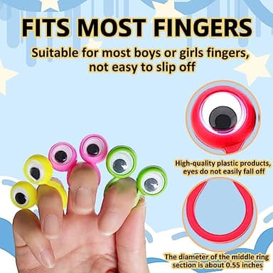 100 PCS Eye Finger Puppets Toys Set, Wiggly Eyeball Finger Puppet Eye On Rings for Kids, Party Favors for Boys Girls - Image 5