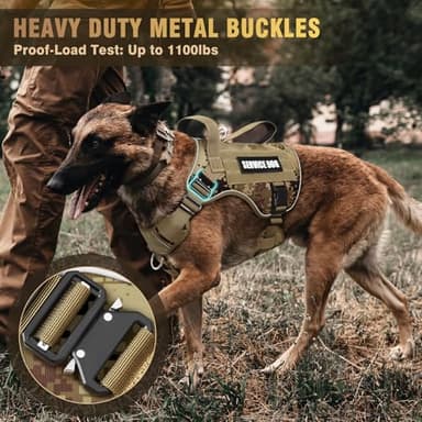 WINSEE Tactical Dog Harness for Medium Dog, Heavy Duty Service Working MOLLE Vest with 10 Pet Patches, 2X Metal Buckle Vest for Training Hunting Walking - Image 2