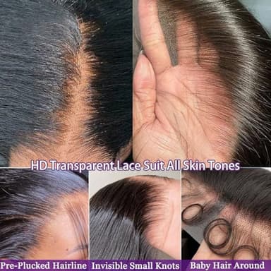 Zlzlblbl 32 Inch 13x6 Lace Front Wigs Human Hair Pre Plucked 100 Percent Human Hair Wig Straight Hd Lace Frontal Wigs Human Hair Glueless Wigs Human Hair for Women Natural Color - Image 3