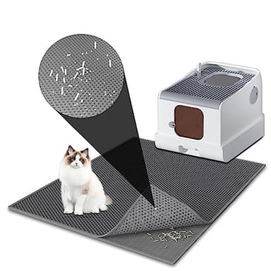 Pieviev Cat Litter Mat Double Layer Waterproof Urine Proof Trapping Mat with Upgraded 3-sided Opening Design (Gray (24x15 Inch)) - Image 1