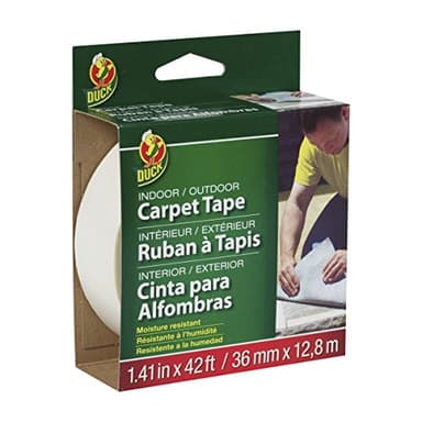 Duck Brand 286373 Indoor/Outdoor Carpet Tape, 1.41-Inch x 42 Feet White, Pack of 6. - Image 1