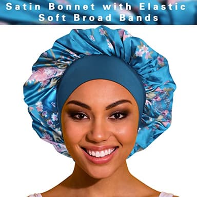 ROYBENS Satin Bonnet Hair Bonnet for Sleeping- 4 Pack Large Bonnets for Women with Elastic Soft Band for Curly Hair Braids - Image 2