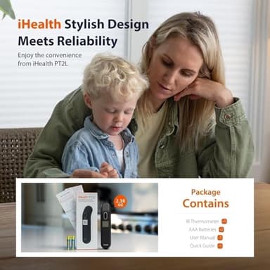 iHealth Touchless Thermometer for Adults and Kids, Color-Coded Alert & Silent Mode, 1-Second Accurate Fever Check, Portable for Home, Travel Use - PT2L Black - Image 7