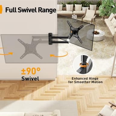 Perlegear Long Arm TV Wall Mount for 26-65 inch TVs up to 100 lbs, Corner TV Mount Bracket with 31.65” Extension, Swivel, Tilt Articulating Arms, Full Motion Wall Mount, Max VESA 400x400mm PGMF25B - Image 4