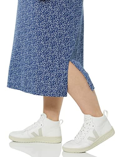 Amazon Essentials Women's Pull-On Knit Midi Skirt (Available in Plus Size), Navy Dots Print, 4X - Image 5