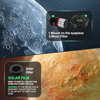 Aurosports Telescope 150EQ Reflector Telescopes for Adults Astronomy - Professional 150mm Aperture Telescope for Beginners with EQ Mount, Phone Adapter, Moon Filter, 2X Barlow Lens, Stable Tripod - Image 5