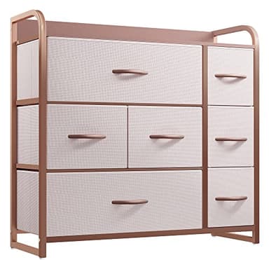 YITAHOME Dresser with 7 Drawers - Fabric Storage Tower, Organizer Unit for Bedroom, Living Room, Hallway, Closets - Sturdy Steel Frame, Wooden Top & Easy Pull Fabric Bins, Pink - Image 1