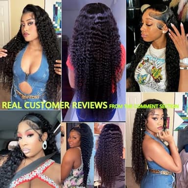 Dianthe 34 Inch 13x6 Deep Wave Lace Front Wigs Human Hair HD Lace frontal Curly Human Hair Wig for Black Women 180% Density Wet and Wavy Glueless Wigs Human hair Pre Plucked with Baby Hair - Image 2