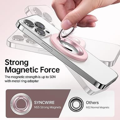 SYNCWIRE Magnetic Phone Ring Holder for MagSafe, 360° Rotation Cell Phone Grip Stand Finger Ring Kickstand Two-Sided Magnet Compatible with iPhone 17 Pro Max 16 15 14 13 12 MagSafe Accessories - Image 4