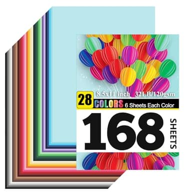 OcePor 168 Sheets Colored Paper 28 Colors, 8.5x11 Construction Paper Assorted Colors, 120gsm/32lb Computer Copy Card Stock for Office, Printing, Card Making, Cricut, Crafts, Scrapbook - Image 1