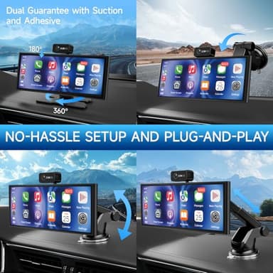 CarPlay Screen for Car Tablet Android Auto Smart Screen for Car, Portable Car Play with 3 Channel 3K Dash Cam,10.26” Wireless Display with FM Radio Stereo Bluetooth 5.2, 32GB TF Card Black - Image 7