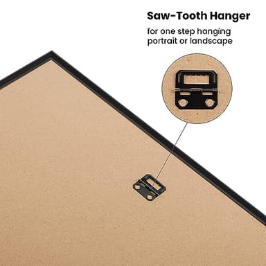 upsimples 18x24 Picture Frame Black 3 Pack, Scratch-Proof Poster Frames 18 x 24 for Photo Gallery - Slide-In Strips, Horizontal or Vertical Wall Mounting - Image 7