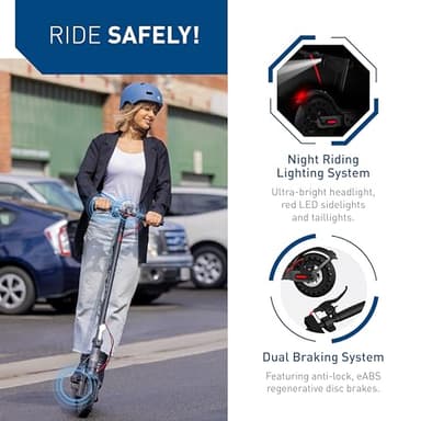 Hiboy S2 Electric Scooter - 8.5" Solid Tires - Up to 17 Miles Long-Range & 19 MPH Portable Folding Commuting Scooter for Adults with Double Braking System and App (Black&Space Grey) - Image 3