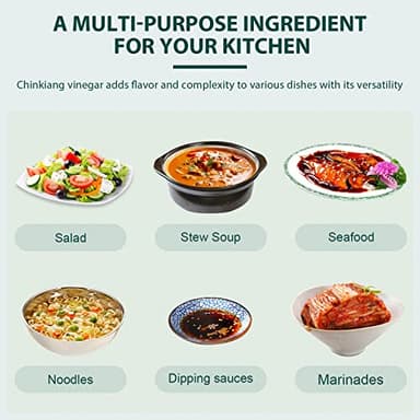 Soeos Chinkiang Vinegar, 18.6 fl oz (550ml), Chinese Black , Traditional , Organic , Zhenjiang Xiangcu, Black Rice Vinegar | Condiment for Cooking Noodles, Braised Meat, Cold Appetizers - Image 9