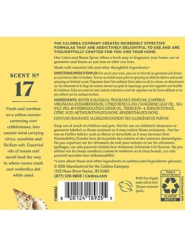 Caldrea Linen & Room Spray Air Freshener, Made with Essential Oils, Plant-Derived & Other Thoughtfully Chosen Ingredients Transparent, Sea Salt Neroli Scent, 16 Fl Oz - Image 2
