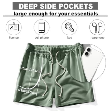 AIMPACT Mens Workout Sweat Shorts 5 Inch Cotton Casual Fitness Mens Athletic Gym Shorts with Pockets Green - Image 4