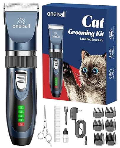 oneisall Quiet Cat Clippers for Matted & Long Hair, 2-Speed Cordless Pet Shaver Grooming Kit for Cats, Small Dogs & Animals (Blue) - Image 1