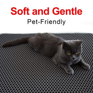 Waretary Cat Litter Box Mat: 36"x 30" Waterproof Kitty Cat Litter Trapping Mat, Easy-clean Double-layer Scatter Control Pad Rug (Grey) - Image 6