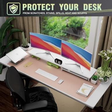 K KNODEL Large Office Leather Desk Mat, Mouse and Keyboard Pad, Computer and Laptop Mat, Desktop Protector and Cover, Writing Pad and Blotter (47.2"x23.6", Pink) - Image 5