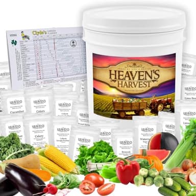 Heaven’s Harvest - 10 Year Survival Or Homestead Garden | 25k+ Heirloom Vegetable Seed Bank Kit | Includes Free Clyde’s Garden Planner & Seed Vault Storage Drum | Non-GMO - Image 1
