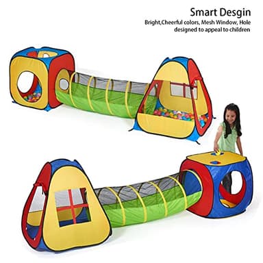 UTEX 3 in 1 Pop Up Play Tent with Tunnel, Ball Pit for Kids, Boys, Girls, Babies and Toddlers, Indoor/Outdoor Playhouse - Image 4