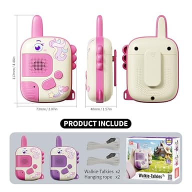 Walkie Talkies Toys for Girls:Unicorn Toys 2 Pack Birthday Gifts for 3 4 5-7 8 Year Old Girls Toy for 4 5 6 7 8-10 Year Old Camping Outdoor Games,Christmas Stocking Stuffers for Girls Kids - Image 4