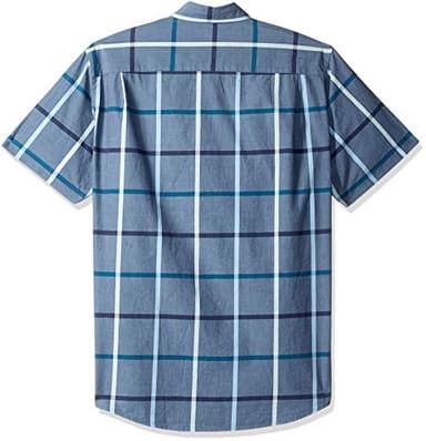 Amazon Essentials Men's Regular-Fit Short-Sleeve Poplin Shirt, Denim Large Plaid, X-Large - Image 2