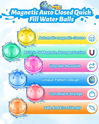 12 PCS Reusable Water Balloons for Kids Adults Outdoor Activities, Soft Silicone Water Splash Ball with Mesh Bag, Magnetic Water Ball for Kids Pool Beach Bath Toys Summer Fun Party Supplies - Image 2