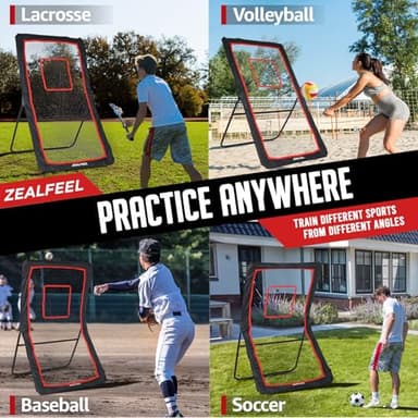 ZEALFEEL Lacrosse Rebounder, 4x7FT/4x6FT Lacrosse Rebound for Backyard with 5 Rebound Angles, Target Strip, Volleyball Rebounder Net Perfect for Lax Baseball Volleyball & Soccer Practice - Image 6