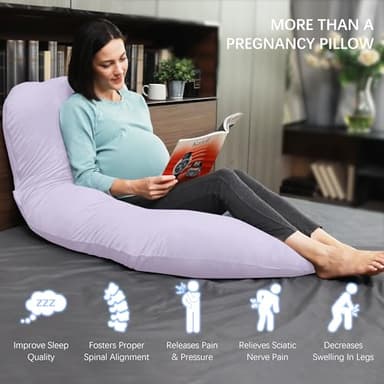 MOON PARK Pregnancy Pillows for Sleeping - U Shaped Full Body Maternity Pillow with Removable Cover - Support for Back, Legs, Belly, HIPS - 57 Inch Pregnancy Pillow for Women - Purple - Image 5