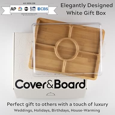 Cover&Board 2-in-1 Charcuterie Board with Lid, Large 12x16 Bamboo Cutting Board and Wooden Tray with 5 Compartments and Clear Cover, Charcuterie and Cheese Server for Entertaining and Travel, Gift Box - Image 9