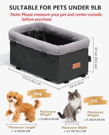 BurgeonNest Dog Car Seat for Small Dog, Center Console Pet Booster Seat with Metal Frame, Upgraded Puppy Carseat with Double Protection Seat Belts, Washable Cushion, Safety Leash and Storage Pocket - Image 2