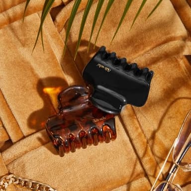 Kitsch Medium Claw Clips for Women - Strong Hold & Stylish Glossy Puffy Design Hair Accessories | Ideal for Girls and Women with Thick & Thin Hair, Half-Up or Full Updos - 2pc Set, Black & Tort - Image 9