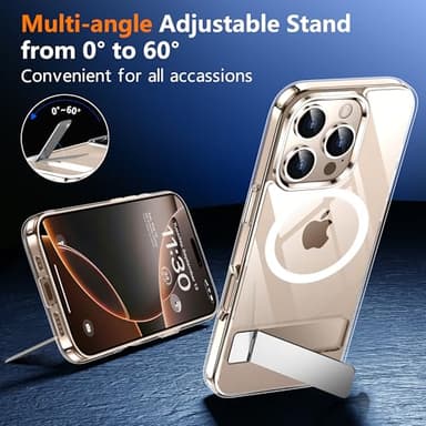 SPIDERCASE Magnetic for iPhone 16 Pro Max Case, with 2Pcs [Tempered Glass Screen Protector] [ Military Grade Drop Protection] Invisible Kickstand Slim Case for iPhone 16 Pro Max 6.9", Clear - Image 5
