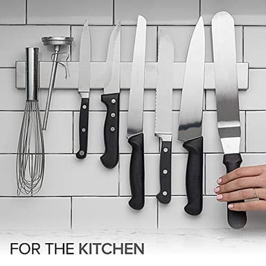Modern Innovations 16 Inch Stainless Steel Magnetic Knife Bar with Multi-Purpose Functionality as a Knife Holder, Knife Strip, Magnetic Tool Organizer, Art Supply Organizer & Home Organizer - Image 2