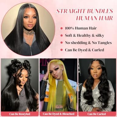 Human Hair Straight 4 Bundles 22 24 26 28 Inch 14A 100% Unprocesed Brazilian Bundles Human Hair Straight Hair 4 Bundles Deal Natural Black - Image 5
