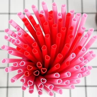 Prurex 50pcs Heart Shaped Pink Straws 8mm Individually Wrapped Disposable Drinking Straws for Galentine's Brunches,Cocktail, Birthday Parties, Pastel Weddings & Bridal Shower Decorations - Image 7