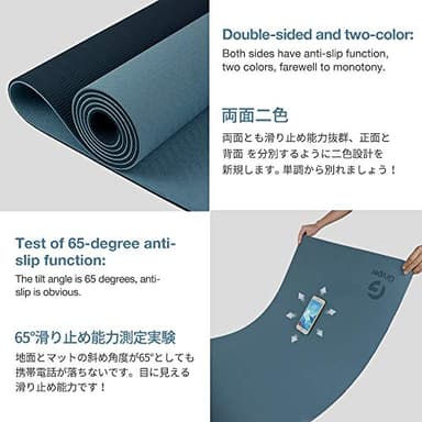 Yoga Mat Non Slip, Eco Friendly Fitness Exercise Mat with Carrying Strap,Pro Yoga Mats for Women,Workout Mats for Home, Pilates and Floor Exercises (Grey Blue/Black, Thickness-6mm) - Image 3